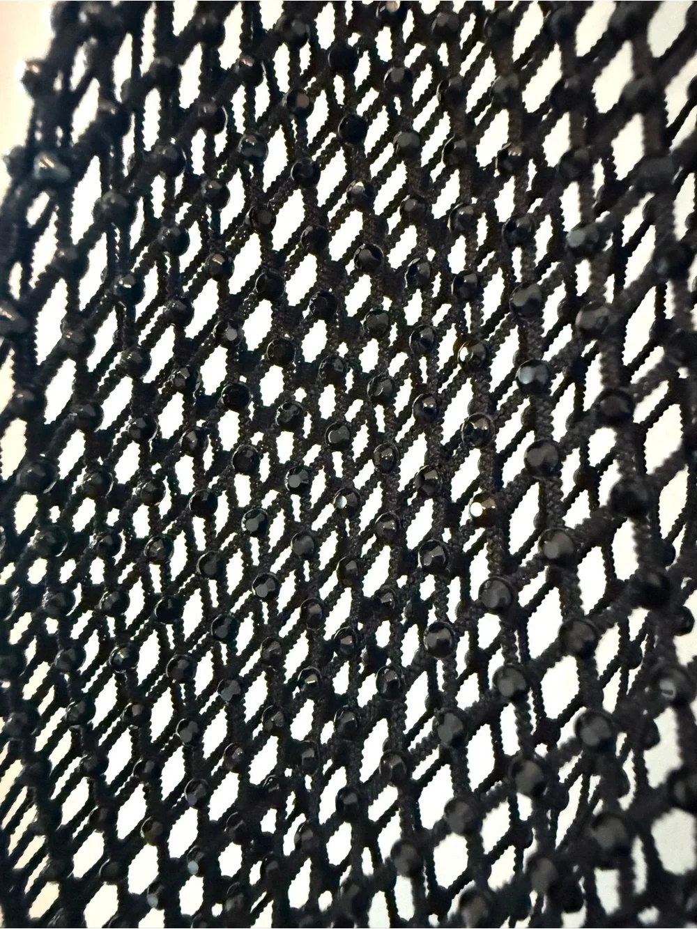 Anthropologie Rhinestone Mesh Long Sleeve Top Black Sheer XS